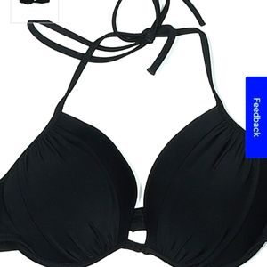 Black Push Up Swim Top Excellent Condition 36DD Halter